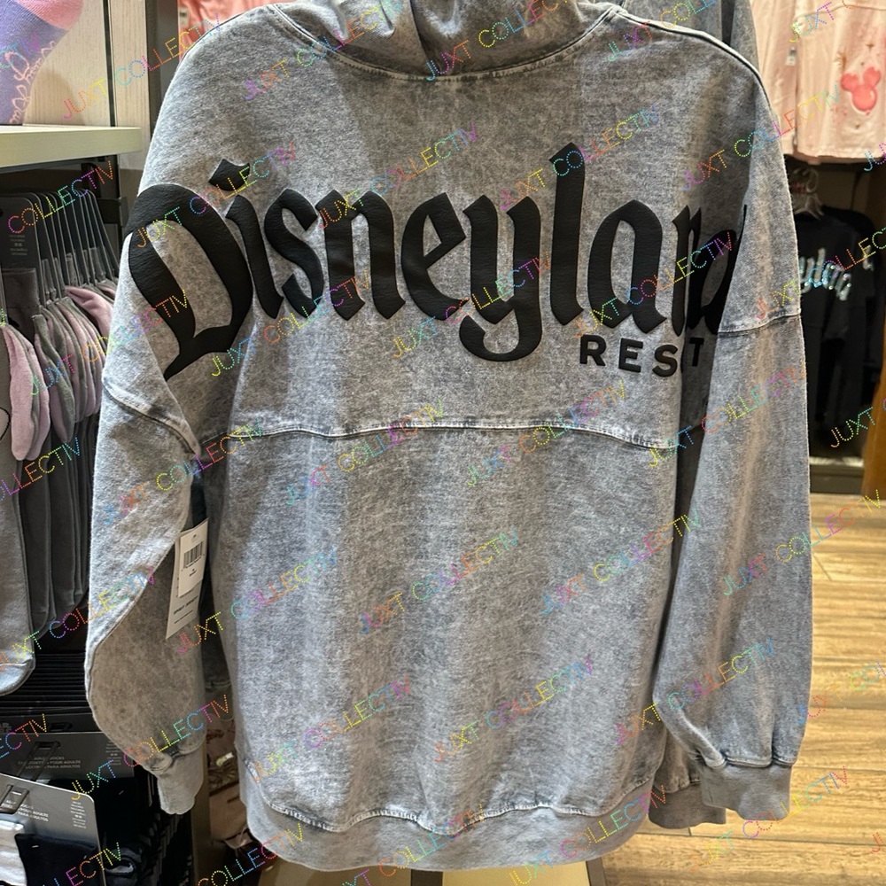 Disneyland Gray Spirit Jersey Hoodie with Black Lettering NWT